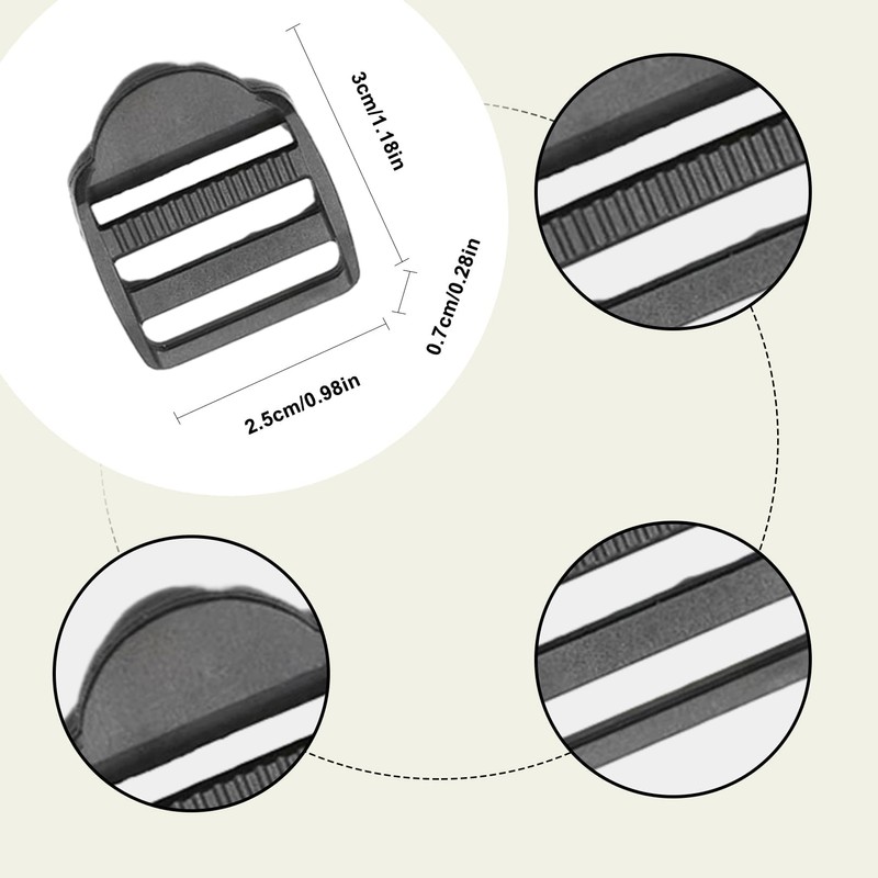 FEZTGVOFA 4 Pcs Ladder Lock Plastic, 25mm Ladderlock Slider Buckle,