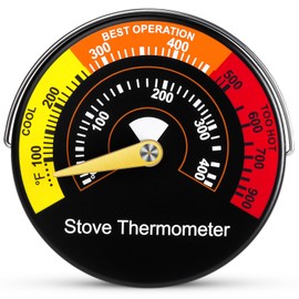 Copkim 1 Pcs Wood Stove Thermometer, Magnetic Oven Stove Temperature Wood Stove Accessories Fire Stove Pipe Thermometer Gauge for Wood Burning Stoves Top Gas Stoves Pellet Stove Fireplace Flue