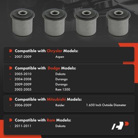 A-Premium 4 x Front Upper Control Arm Bushing Kit, Compatible with Dodge Ram 1500 2002-2005, Durango 2004-2009, Dakota 2005-2010 & Chrysler Aspen 2007-2009 & Mitsubishi Raider 2006-2009 & Ram Dakota