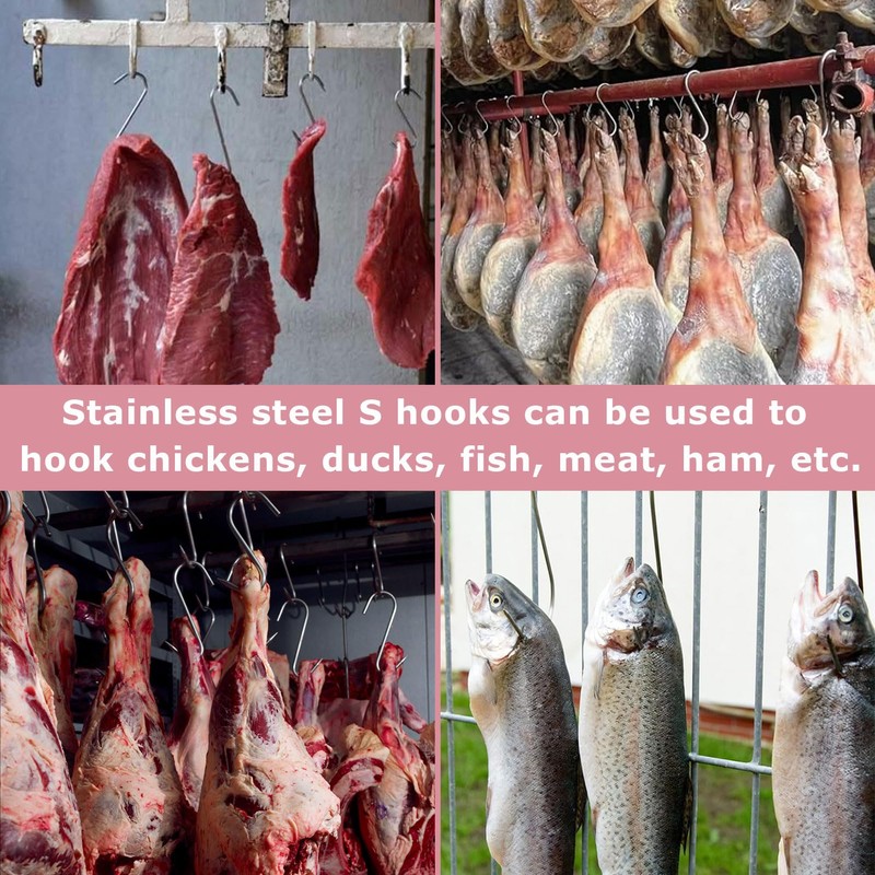 Pack of 20 Meat Hooks, Meat Hooks, Stainless Steel, Smoking