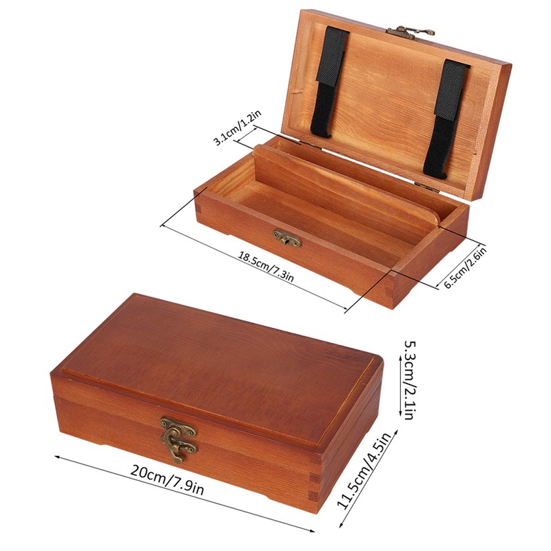 Wooden Sketching Pencil Box Antique Solid Wood Square Children Stationery