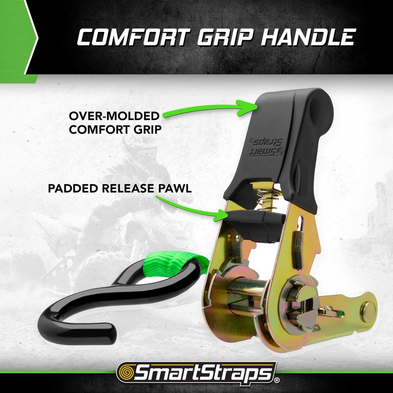 SmartStraps Ratchet Straps - 6ft GRN Padded Ratchet 2pk 1,500lb