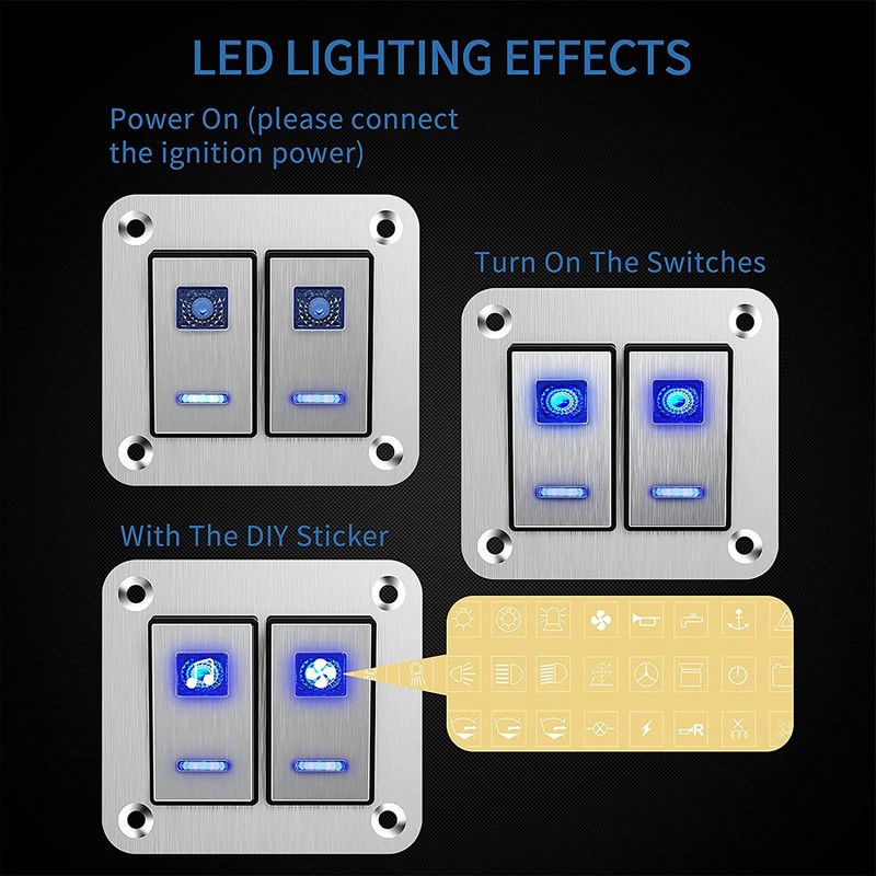 Rocker Switch Panel 2 Gang On Off Toggle Switch Panel