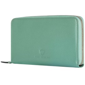 VON HEESEN Leather Wallet for Men and Women, Turquoise (Silver Pine), 1 main compartment