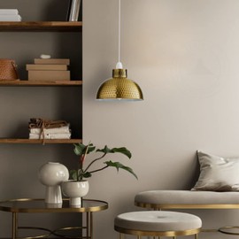 DC VOLTAGE Metal Ceiling Lamp Shade 30CM Easy Fit Light Pendant Modern Ceiling Lighting Shade for Bedroom, Hallway, Office, Café, Restaurant Industrial Light Shade Ceiling Pendant (Yellow Brass)