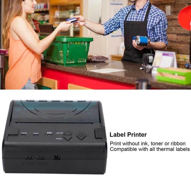 Label Printer 80mm Mini Portable Stable Convenient Thermal Printer for