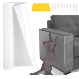 Moendergo Anti-Claw Cat Sofa Protection,Transparent Sofa Protector Film with Screws and Scraper，Cat Anti Scratch Tape for Fabric sofa, Leather Sofa, Door, Wall,Carpet（30cm*3M）