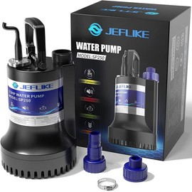 JEFLIKE 1/3HP Water Pump 2500GPH Utility Pump Sump Pump Submersible Thermoplastic Rotatable Handle for Hot Tub Basement Pond Pool Draining - Color: New Generation 1/4HP 1980GPH