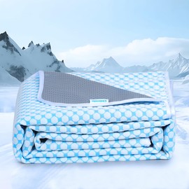 ZAKAPAWS Chicute Premium Cooling Blanket for Large Dogs - Breathable Summer Cold Pet Throw Blanket, Q-MAX>0.5, Washable Durable Soft Cooling Dog Mat for Hot Weather, Pearl Blue, 40x50