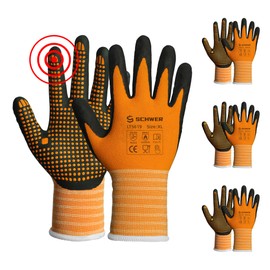 Schwer 3 Pairs LT5619 Work Gloves MicroFoam Nitrile Coated, ANSI A1 Cut Resistant Working Gloves with Grip, Micro Dot Palm, Touchscreen Capable, for Automotive Electronic Assembly (X-Large)
