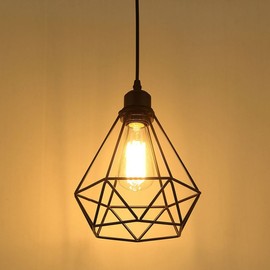 MAXDUYU Vintage Pendant Light Cage Hanging Lamp, E27 Lamp Socket Type, Retro Lampshade Light for Kitchen, Bar, Living Room, Black Colour