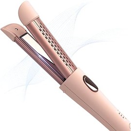 MIRACOMB Cool Air Rizador de titanio 2 en 1, alisador de pelo de 1 pulgada para rizos sueltos y estilos rectos, máximo 430 F, apagado automático,