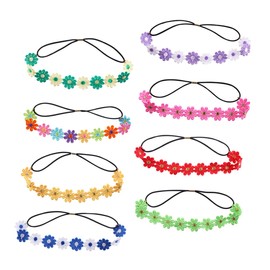 Baluue Cute Elastic Flower Headband Set 8 Pcs Women Girls Decorative Headband Floral Hair Accessories for Party Dress
