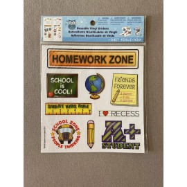 Sparrow Innovations “School Zone” Reusable Vinyl Stickers~Sheet 6” X 6 1/8”~Includes 9 Stickers, New