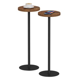TUTOTAK Tall Round Side Table, Small End Table, Set of 2, Drink Table, Pedestal Side Table, livingroom, Brown TB01BB0652