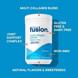 Bariatric Fusion- Polvo de protena de colgeno mltiple sin sabor  Pptidos de colgeno hidrolizado en polvo ms soporte para las articulaciones           