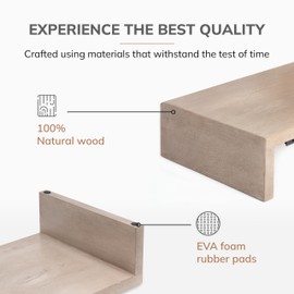 Anji Mountain Wooden Monitor Stand - Elegant Monitor Riser, Perfect Monitor Stand for Desk Organization, Durable Wood Construction monitor stands, Enhances Ergonomics and Workspace Efficiency,Biscotti