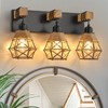Rustic Style Wood Bathroom Wall Sconce，3 Light Bathroom Vanity Light