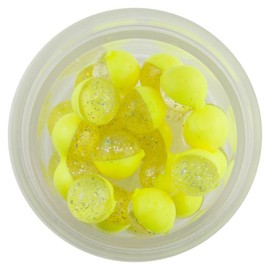Berkley PowerBait Power Clear Eggs Floating Fishing Soft Bait, Clear Silver-Fl. Yellow - Garlic Scent.5 oz Small Jar