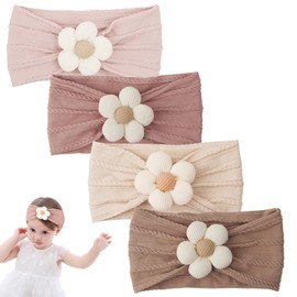 4 Pieces Headband Baby Girl Newborn Baby Bows for Toddler Girls Flower Nylon Toddler Headband Baby Girl for Newborn Toddler Toddler for Children