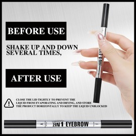 MOTIBACK 2-in-1 Dual-Ended Eyebrow Pen - Waterproof Microblading Brow Pencil with Fork Tip & Precision Brush for Natural 3D Brows(Dark Brown)