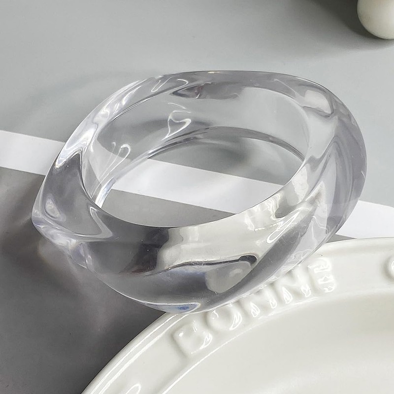 GIGB PBDK Chunky Transparent Acrylic Bracelet for Women Large Irregular
