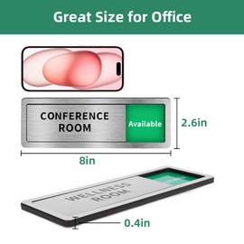 Conference Room Office Sign for Door Sliding Door Signs, In Use/Available, Vacant Occupied Privacy Slide Door Sign 8.2"x2.7"