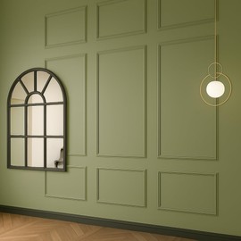 DECOZAYN Wall Molding Kit, Premade Wainscoting Panels, Picture Frame Moulding, Pre Cut Trim Kit, Wainscot for Home Decoration, 9 Frames, Factory Primed White