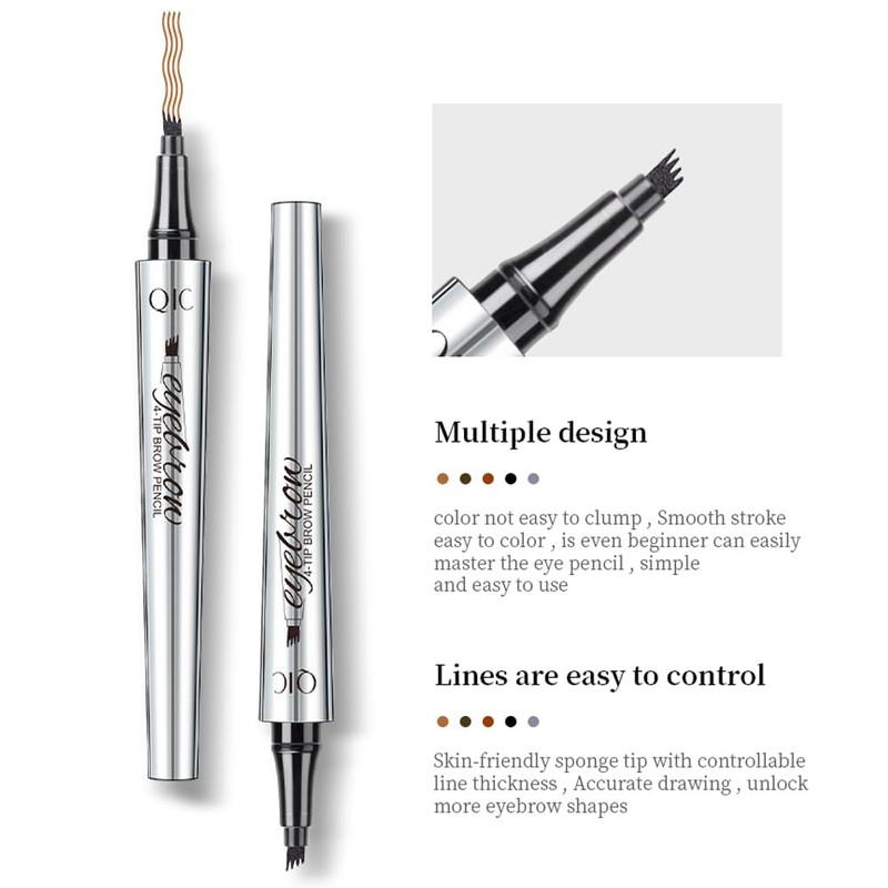 Eyebrow Pencil with 4 Tips, Micro Head, Liquid Eyebrow Microblading