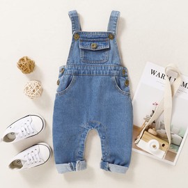 T TALENTBABY Baby Girl Clothing Jumpsuit Winter Newborn Baby Clothing Romper Dungarees Baby Bodysuit Long Sleeve Denim Girl Jeans Outfit Set Gift, blue