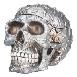 Diamond Plate Skull Container - Collectible Skeleton Figurine Model