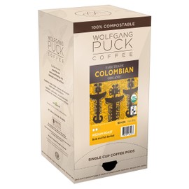 Wolfgang Puck Coffee, Fair Trade Organic Colombian, 9.5 Gram Pods, 18-Count (Pack of 3)
