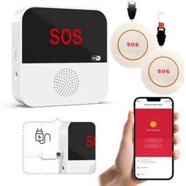 VOCA Smart WiFi Wireless SOS Pager, Call Button, Panic Button, Emergency, Call Alarm for Elderly Seniors, Disabled Patients, 1 Receiver & 2 Call Buttons