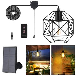 GOSUNWEY Solar Pendant Light - Outdoor/Indoor Solar Chandelier with Pull Cord, Perfect for Home, Chicken Coop, Porch, Barn, Greenhouse, Patio, Garden