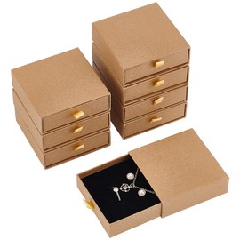 BENECREAT 8 Pack Cardboard Jewelry Boxes 9x9x3cm, BurlyWood Jewelry Gift Boxes Drawer Paper Boxes Packaging for Bracelets Earrings Necklaces Jewelry Gift