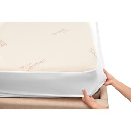 Memory Foam Mattress Protector – Organic Cotton with Eco-Friendly Greenshield Water Resistance – Kool-Flow Breathable Stretch Fabric – All USA Made – Best for Plush Beds – Twin