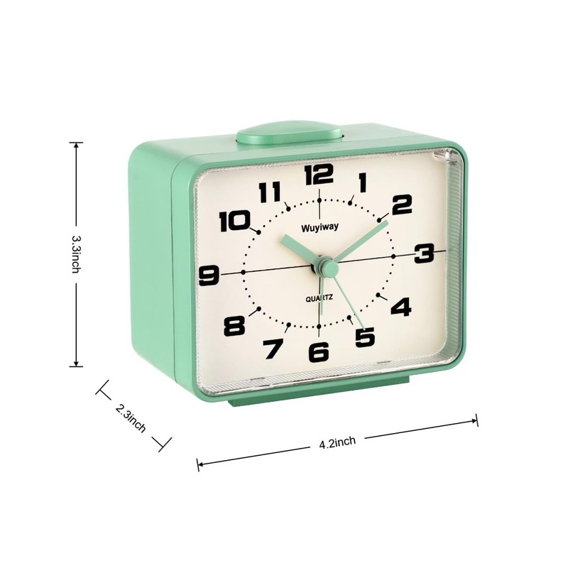 Wuyiway Analog Alarm Clock for Bedroom,Silent Non Ticking,Lighted on Demand