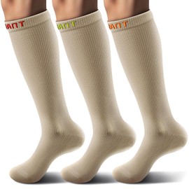 BULLIANT Women Socks-Compression Knee-high Socks Cushioned Footbed 15-20 Pressure Unisex Upgrated Wicking Tech(3Pairs,Small-Medium)