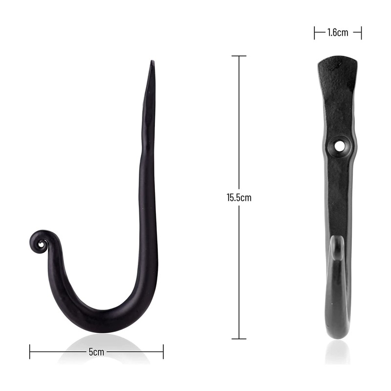 Fayesia Living Black Wall Hooks for Hanging - Blacksmith Handcrafted