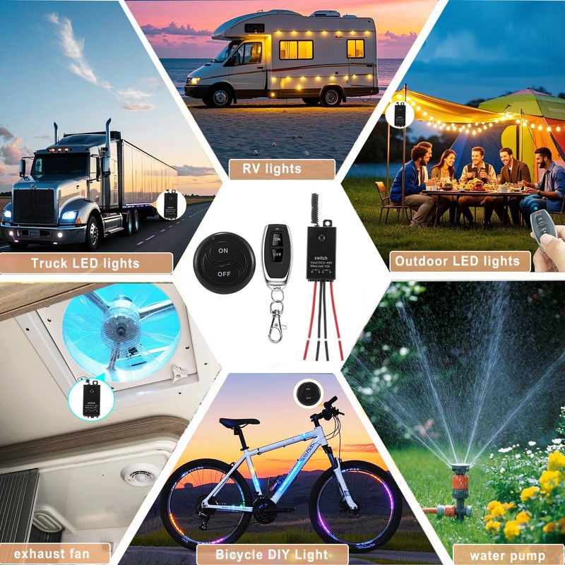 dstfuy Mini Wireless Switch 12V,5V/12V/48V/10A Relay Remote Switch for Lights,328FT