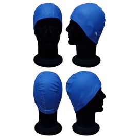 Blue Reef Elasticated Stretchy Anti Tear Easy Fit Plain Deluxe Pull On Swimming Hat Swim Cap One Size Suitable For All Ages 3+ Years (Navy Blue)