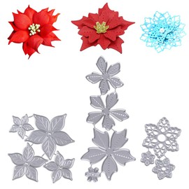 Set of 3 Christmas Flowers Cutting Dies Embossing Stencils Metal Cutting Stencils for Scrapbooking Photo Paper Cards Craft Embossing DIY Making Birthday Gift