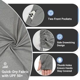 Palmyth Womens Swim Cover Up UPF 50+ Long Sleeve Hooded Dress with Pockets Sun Protection SPF Beach Coverup, Heather Grey, X-Large