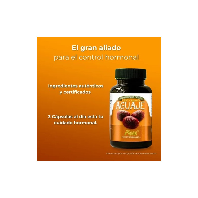 Cápsulas de Aguaje Orgánico 100% Natural 400mg 2 Frascos X100un