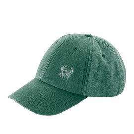 THE HOUSE OF DOG: Border Terrier Owner Gift. Distressed Vintage Washed 100% Heavyweight Brushed Cotton Embroidered 6 Panel Low Profile Baseball Cap. Green