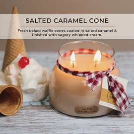 A Cheerful Giver Salted Caramel Cone 22oz Mama Scented Candle Jar with Lid Keepers of The Light 125 Hours of Burn Time, Gift for Women, Orange