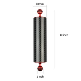 FEICHAO 2 x D60 mm 10/12 Inch Buoyancy 447 g / 550 g Underwater Diving Photography Carbon Fibre Lamp Arm Handheld 1 Inch Double Ball Head Improved Version (10 inch Red)