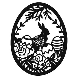 enithElite Easter Gift Rabbit Egg Wall Decor Birthday Easter Gifts Easter Bunny Hanging Metal Signs for Home Bedroom Bathroom Living Dining Housewarming Present for Men Women Friend Coworker Neighbor