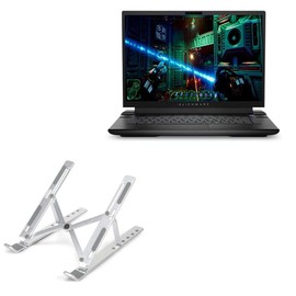 BoxWave Stand and Mount Compatible with Dell Alienware m16 - Compact QuickSwitch Laptop Stand, Portable Multi Angle Viewing Foldable Riser - Metallic Silver