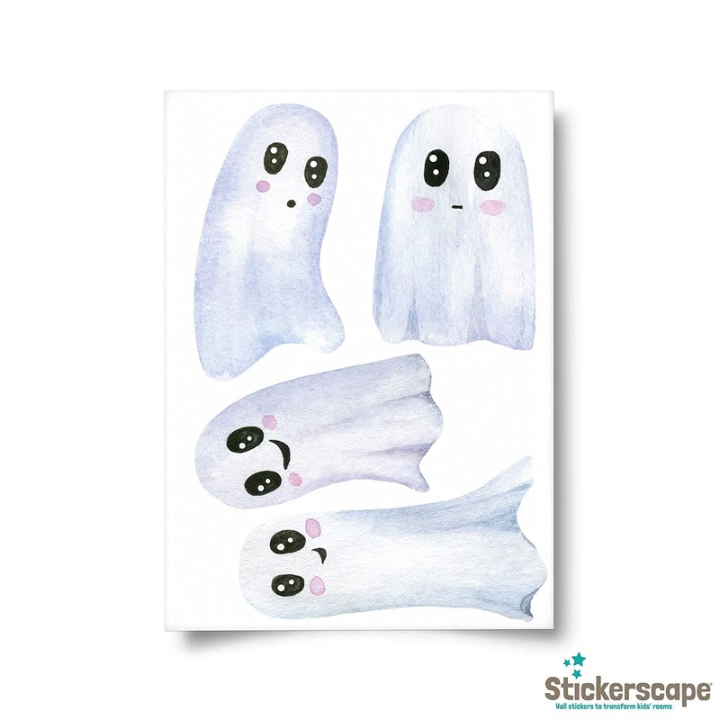 Stickerscape Halloween Window Stickers (Cute White Ghosts - 1 Sheet)